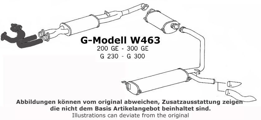 G-Modell 300GE, G300 500GE, G500  Abgasrohr, Hosenrohr, Krümmer Rohr