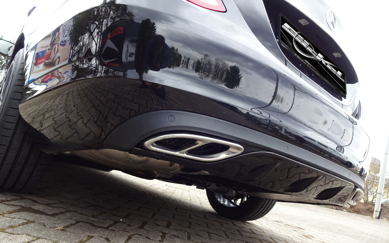 PP + 304 Edelstahl Diffusor Splitter Chrom Quad Auspuffblenden Fit für  Mercedes Benz C Klasse W205 S205 AMG Line 2015-2020 Neu für C43 Look :  : Auto & Motorrad